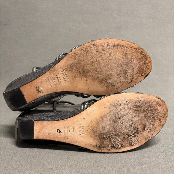 STUART WEITZMAN Women's Metallic Silver Leather Sandals Size 9 Gladiator Demi - Picture 8 of 16